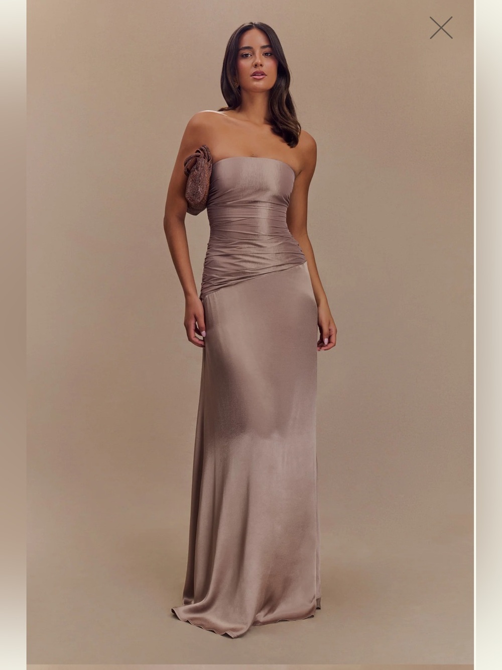 Meshki Serena Strapless Taffeta Maxi Dress - Bronze Taupe